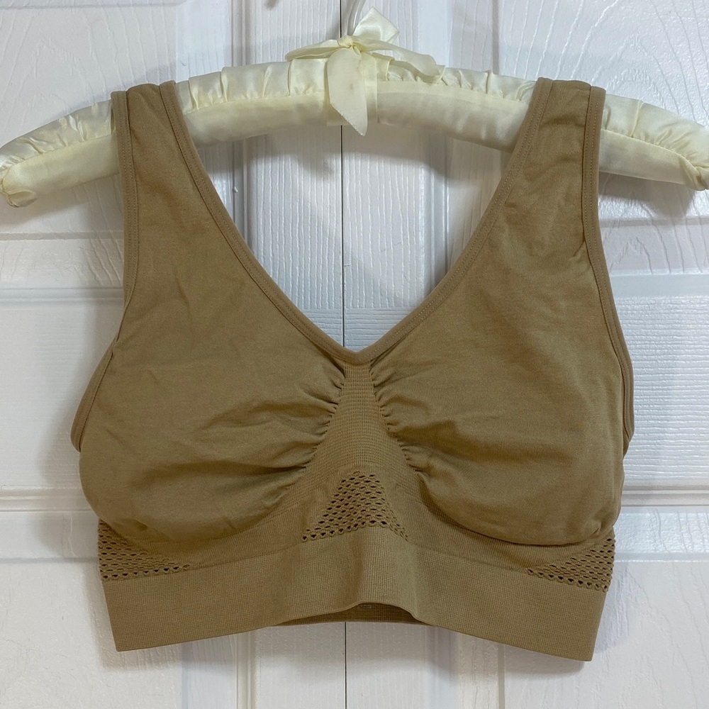 2 for $25 - NWOT Cooling Nylon Seamless Tan Bralette, Medium
